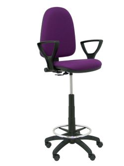 Modelo Ayna Taburete - Taburete ergonómico con mecanismo de contacto permanente, regulable en altura y aro reposapiés - Asiento y respaldo tapizados en tejido BALI color morado (BRAZOS FIJOS INCLUIDOS)