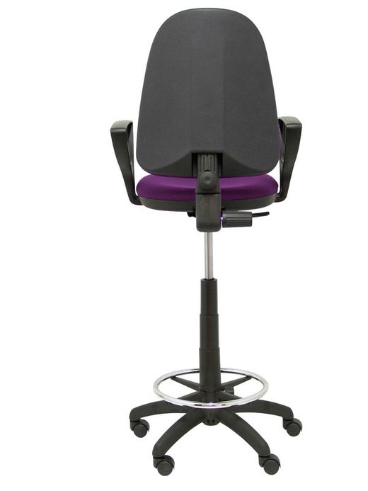 Modelo Ayna Taburete - Taburete ergonómico con mecanismo de contacto permanente, regulable en altura y aro reposapiés - Asiento y respaldo tapizados en tejido BALI color morado (BRAZOS FIJOS INCLUIDOS)