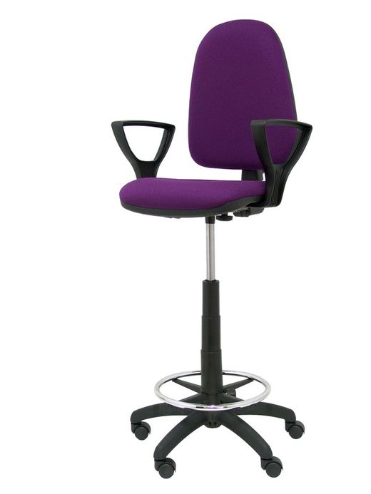 Modelo Ayna Taburete - Taburete ergonómico con mecanismo de contacto permanente, regulable en altura y aro reposapiés - Asiento y respaldo tapizados en tejido BALI color morado (BRAZOS FIJOS INCLUIDOS)