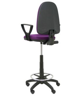 Modelo Ayna Taburete - Taburete ergonómico con mecanismo de contacto permanente, regulable en altura y aro reposapiés - Asiento y respaldo tapizados en tejido BALI color morado (BRAZOS FIJOS INCLUIDOS)