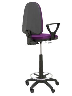 Modelo Ayna Taburete - Taburete ergonómico con mecanismo de contacto permanente, regulable en altura y aro reposapiés - Asiento y respaldo tapizados en tejido BALI color morado (BRAZOS FIJOS INCLUIDOS)