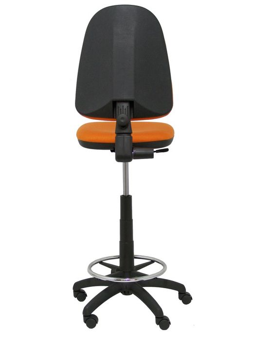 Modelo Ayna Taburete - Taburete ergonómico con mecanismo de contacto permanente, regulable en altura y aro reposapiés - Asiento y respaldo tapizados en tejido BALI color naranja