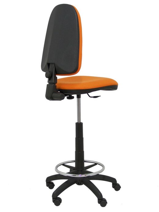 Modelo Ayna Taburete - Taburete ergonómico con mecanismo de contacto permanente, regulable en altura y aro reposapiés - Asiento y respaldo tapizados en tejido BALI color naranja
