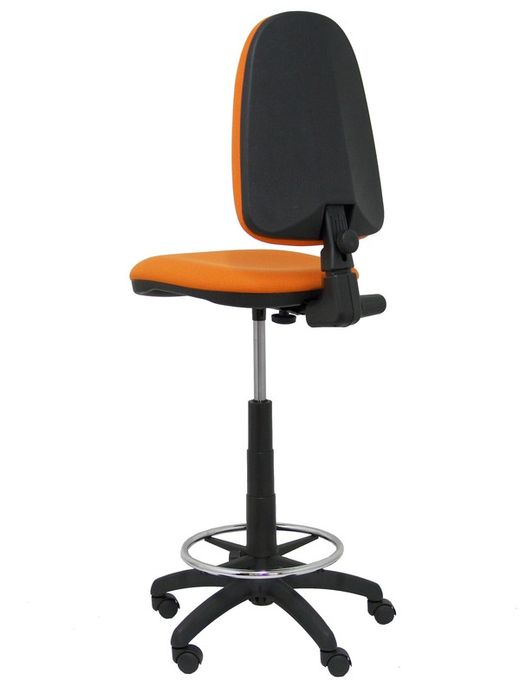Modelo Ayna Taburete - Taburete ergonómico con mecanismo de contacto permanente, regulable en altura y aro reposapiés - Asiento y respaldo tapizados en tejido BALI color naranja