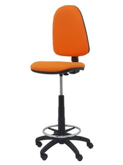 Modelo Ayna Taburete - Taburete ergonómico con mecanismo de contacto permanente, regulable en altura y aro reposapiés - Asiento y respaldo tapizados en tejido BALI color naranja