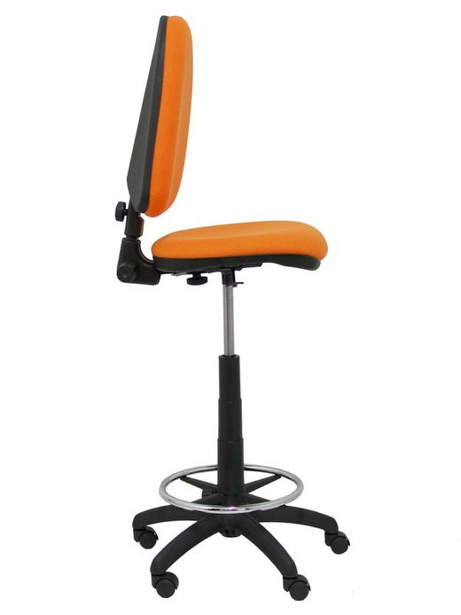 Modelo Ayna Taburete - Taburete ergonómico con mecanismo de contacto permanente, regulable en altura y aro reposapiés - Asiento y respaldo tapizados en tejido BALI color naranja