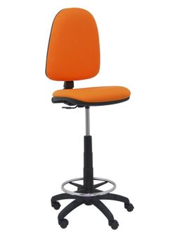 Modelo Ayna Taburete - Taburete ergonómico con mecanismo de contacto permanente, regulable en altura y aro reposapiés - Asiento y respaldo tapizados en tejido BALI color naranja