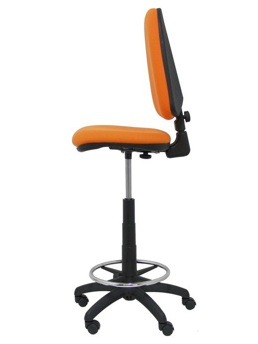 Modelo Ayna Taburete - Taburete ergonómico con mecanismo de contacto permanente, regulable en altura y aro reposapiés - Asiento y respaldo tapizados en tejido BALI color naranja