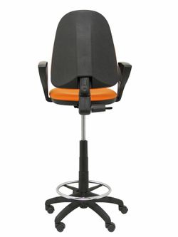 Modelo Ayna Taburete - Taburete ergonómico con mecanismo de contacto permanente, regulable en altura y aro reposapiés - Asiento y respaldo tapizados en tejido BALI color naranja (BRAZOS FIJOS INCLUIDOS)