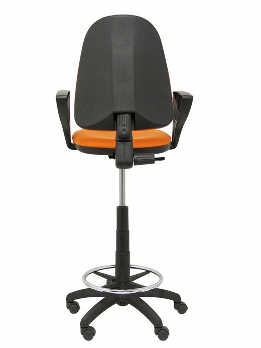 Modelo Ayna Taburete - Taburete ergonómico con mecanismo de contacto permanente, regulable en altura y aro reposapiés - Asiento y respaldo tapizados en tejido BALI color naranja (BRAZOS FIJOS INCLUIDOS)