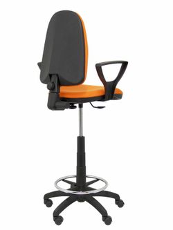 Modelo Ayna Taburete - Taburete ergonómico con mecanismo de contacto permanente, regulable en altura y aro reposapiés - Asiento y respaldo tapizados en tejido BALI color naranja (BRAZOS FIJOS INCLUIDOS)