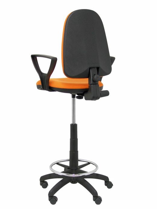 Modelo Ayna Taburete - Taburete ergonómico con mecanismo de contacto permanente, regulable en altura y aro reposapiés - Asiento y respaldo tapizados en tejido BALI color naranja (BRAZOS FIJOS INCLUIDOS)