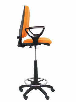 Modelo Ayna Taburete - Taburete ergonómico con mecanismo de contacto permanente, regulable en altura y aro reposapiés - Asiento y respaldo tapizados en tejido BALI color naranja (BRAZOS FIJOS INCLUIDOS)