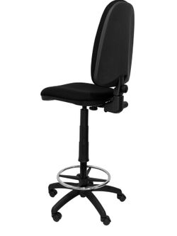 Modelo Ayna Taburete - Taburete ergonómico con mecanismo de contacto permanente, regulable en altura y aro reposapiés - Asiento y respaldo tapizados en tejido BALI color negro