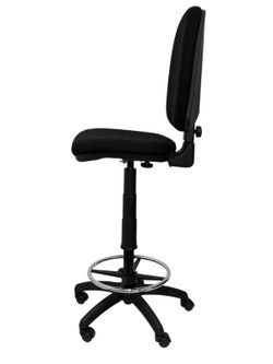Modelo Ayna Taburete - Taburete ergonómico con mecanismo de contacto permanente, regulable en altura y aro reposapiés - Asiento y respaldo tapizados en tejido BALI color negro