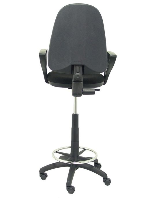 Modelo Ayna Taburete - Taburete ergonómico con mecanismo de contacto permanente, regulable en altura y aro reposapiés - Asiento y respaldo tapizados en tejido BALI color negro (BRAZOS FIJOS INCLUIDOS)