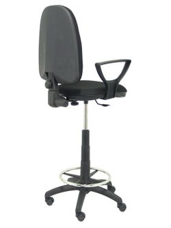 Modelo Ayna Taburete - Taburete ergonómico con mecanismo de contacto permanente, regulable en altura y aro reposapiés - Asiento y respaldo tapizados en tejido BALI color negro (BRAZOS FIJOS INCLUIDOS)