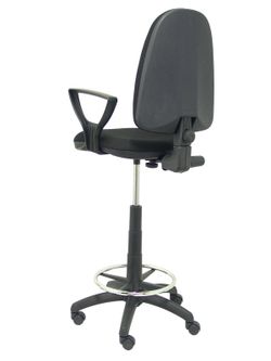 Modelo Ayna Taburete - Taburete ergonómico con mecanismo de contacto permanente, regulable en altura y aro reposapiés - Asiento y respaldo tapizados en tejido BALI color negro (BRAZOS FIJOS INCLUIDOS)