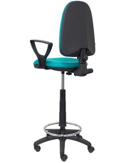 Modelo Ayna Taburete - Taburete ergonómico con mecanismo de contacto permanente, regulable en altura y aro reposapiés - Asiento y respaldo tapizados en tejido BALI color turquesa (BRAZOS FIJOS INCLUIDOS)