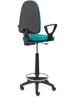 Modelo Ayna Taburete - Taburete ergonómico con mecanismo de contacto permanente, regulable en altura y aro reposapiés - Asiento y respaldo tapizados en tejido BALI color turquesa (BRAZOS FIJOS INCLUIDOS)