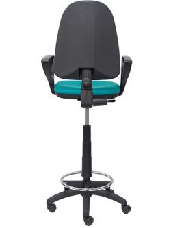 Modelo Ayna Taburete - Taburete ergonómico con mecanismo de contacto permanente, regulable en altura y aro reposapiés - Asiento y respaldo tapizados en tejido BALI color turquesa (BRAZOS FIJOS INCLUIDOS)