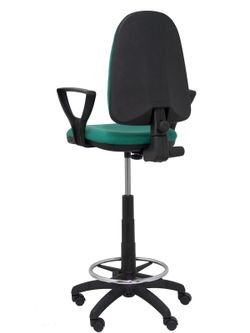 Modelo Ayna Taburete - Taburete ergonómico con mecanismo de contacto permanente, regulable en altura y aro reposapiés - Asiento y respaldo tapizados en tejido BALI color verde esmeralda (BRAZOS FIJOS INCLUIDOS)