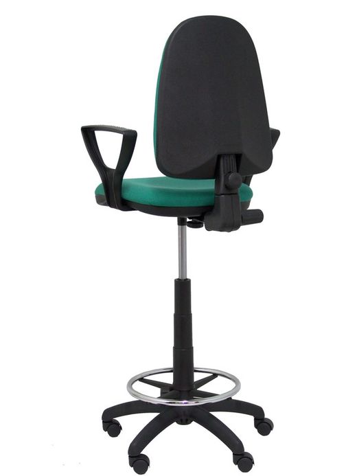 Modelo Ayna Taburete - Taburete ergonómico con mecanismo de contacto permanente, regulable en altura y aro reposapiés - Asiento y respaldo tapizados en tejido BALI color verde esmeralda (BRAZOS FIJOS INCLUIDOS)