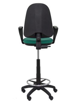 Modelo Ayna Taburete - Taburete ergonómico con mecanismo de contacto permanente, regulable en altura y aro reposapiés - Asiento y respaldo tapizados en tejido BALI color verde esmeralda (BRAZOS FIJOS INCLUIDOS)