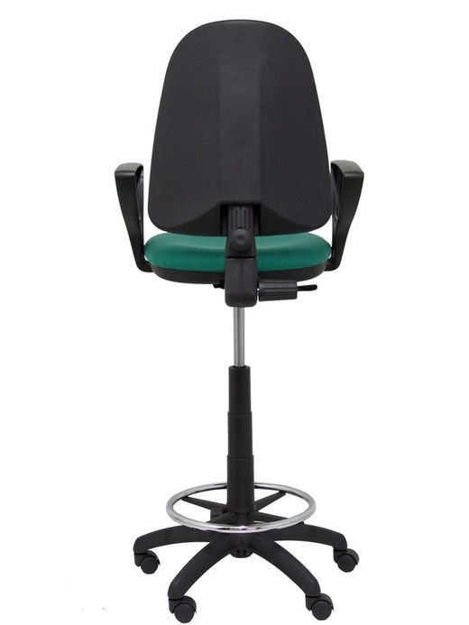 Modelo Ayna Taburete - Taburete ergonómico con mecanismo de contacto permanente, regulable en altura y aro reposapiés - Asiento y respaldo tapizados en tejido BALI color verde esmeralda (BRAZOS FIJOS INCLUIDOS)