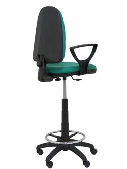 Modelo Ayna Taburete - Taburete ergonómico con mecanismo de contacto permanente, regulable en altura y aro reposapiés - Asiento y respaldo tapizados en tejido BALI color verde esmeralda (BRAZOS FIJOS INCLUIDOS)