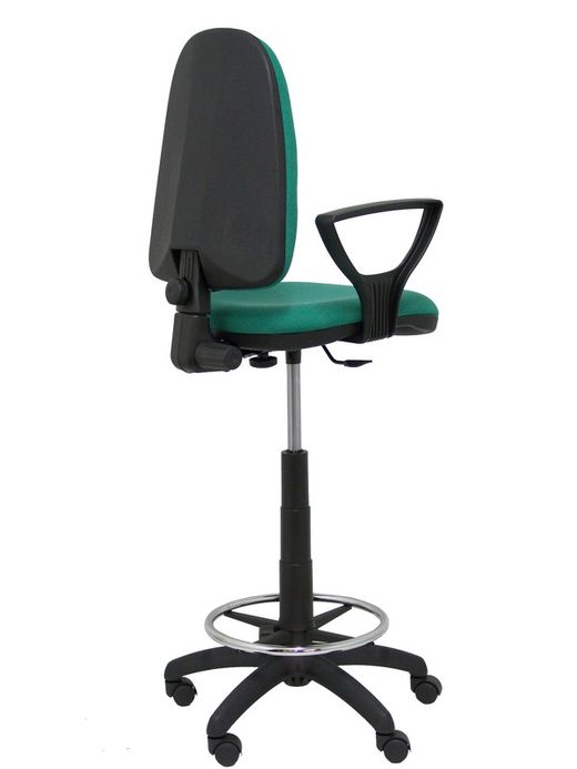 Modelo Ayna Taburete - Taburete ergonómico con mecanismo de contacto permanente, regulable en altura y aro reposapiés - Asiento y respaldo tapizados en tejido BALI color verde esmeralda (BRAZOS FIJOS INCLUIDOS)