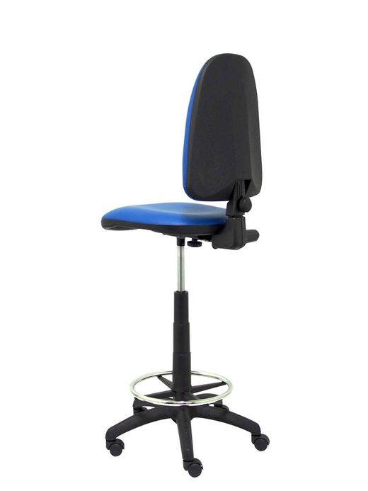 Modelo Ayna Taburete - Taburete ergonómico con mecanismo de contacto permanente, regulable en altura y aro reposapiés - Asiento y respaldo tapizados en tejido símilpiel color azul