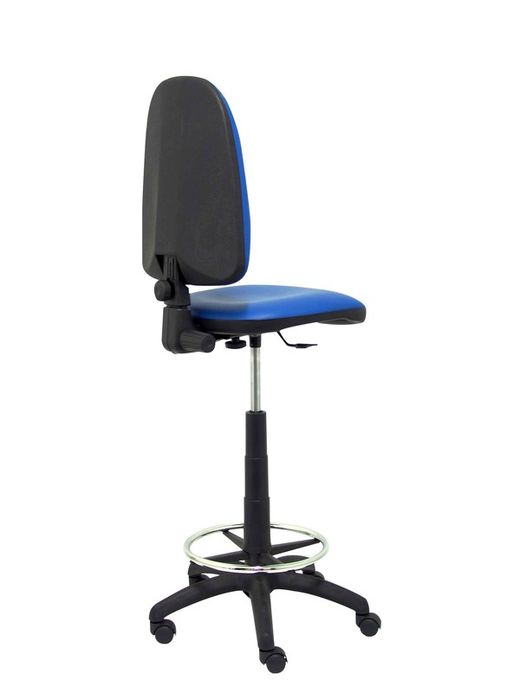 Modelo Ayna Taburete - Taburete ergonómico con mecanismo de contacto permanente, regulable en altura y aro reposapiés - Asiento y respaldo tapizados en tejido símilpiel color azul
