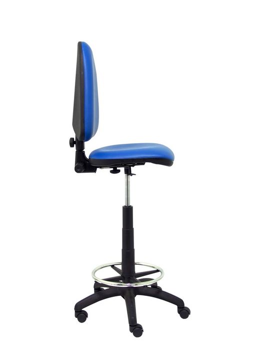 Modelo Ayna Taburete - Taburete ergonómico con mecanismo de contacto permanente, regulable en altura y aro reposapiés - Asiento y respaldo tapizados en tejido símilpiel color azul