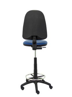 Modelo Ayna Taburete - Taburete ergonómico con mecanismo de contacto permanente, regulable en altura y aro reposapiés - Asiento y respaldo tapizados en tejido símilpiel color azul