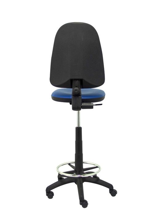 Modelo Ayna Taburete - Taburete ergonómico con mecanismo de contacto permanente, regulable en altura y aro reposapiés - Asiento y respaldo tapizados en tejido símilpiel color azul