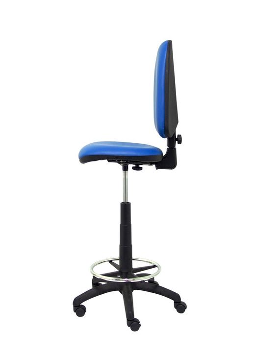 Modelo Ayna Taburete - Taburete ergonómico con mecanismo de contacto permanente, regulable en altura y aro reposapiés - Asiento y respaldo tapizados en tejido símilpiel color azul