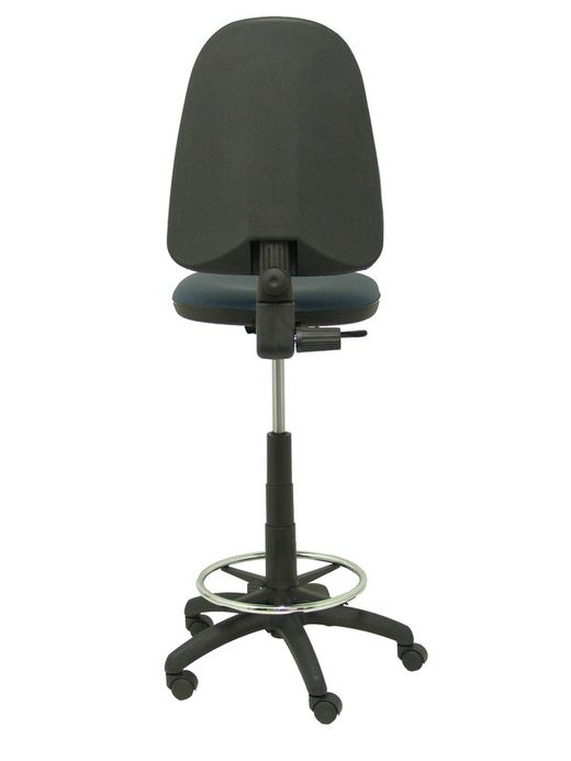 Modelo Ayna Taburete - Taburete ergonómico con mecanismo de contacto permanente, regulable en altura y aro reposapiés - Asiento y respaldo tapizados en tejido símilpiel color azul marino