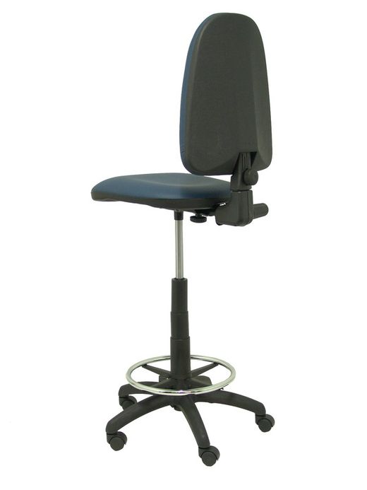 Modelo Ayna Taburete - Taburete ergonómico con mecanismo de contacto permanente, regulable en altura y aro reposapiés - Asiento y respaldo tapizados en tejido símilpiel color azul marino