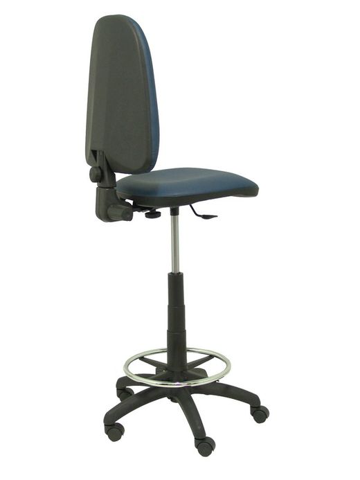 Modelo Ayna Taburete - Taburete ergonómico con mecanismo de contacto permanente, regulable en altura y aro reposapiés - Asiento y respaldo tapizados en tejido símilpiel color azul marino