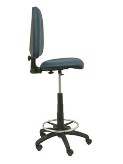 Modelo Ayna Taburete - Taburete ergonómico con mecanismo de contacto permanente, regulable en altura y aro reposapiés - Asiento y respaldo tapizados en tejido símilpiel color azul marino
