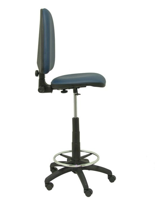 Modelo Ayna Taburete - Taburete ergonómico con mecanismo de contacto permanente, regulable en altura y aro reposapiés - Asiento y respaldo tapizados en tejido símilpiel color azul marino