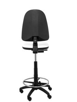 Modelo Ayna Taburete - Taburete ergonómico con mecanismo de contacto permanente, regulable en altura y aro reposapiés - Asiento y respaldo tapizados en tejido símilpiel color blanco