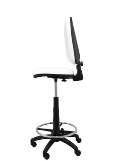 Modelo Ayna Taburete - Taburete ergonómico con mecanismo de contacto permanente, regulable en altura y aro reposapiés - Asiento y respaldo tapizados en tejido símilpiel color blanco