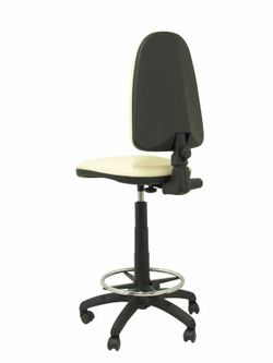 Modelo Ayna Taburete - Taburete ergonómico con mecanismo de contacto permanente, regulable en altura y aro reposapiés - Asiento y respaldo tapizados en tejido símilpiel color crema