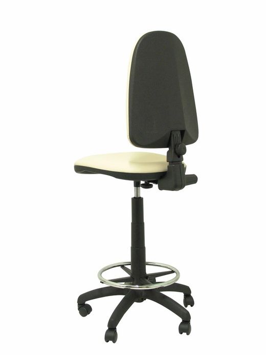 Modelo Ayna Taburete - Taburete ergonómico con mecanismo de contacto permanente, regulable en altura y aro reposapiés - Asiento y respaldo tapizados en tejido símilpiel color crema