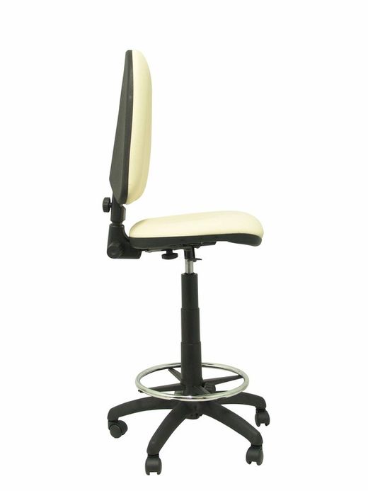 Modelo Ayna Taburete - Taburete ergonómico con mecanismo de contacto permanente, regulable en altura y aro reposapiés - Asiento y respaldo tapizados en tejido símilpiel color crema
