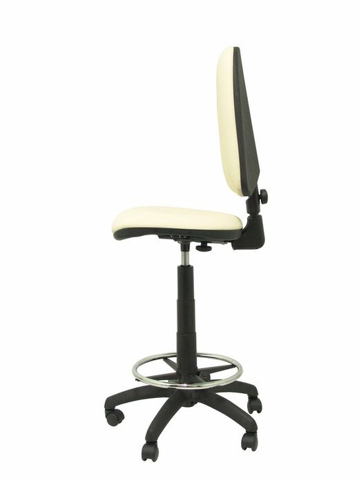 Modelo Ayna Taburete - Taburete ergonómico con mecanismo de contacto permanente, regulable en altura y aro reposapiés - Asiento y respaldo tapizados en tejido símilpiel color crema