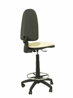 Modelo Ayna Taburete - Taburete ergonómico con mecanismo de contacto permanente, regulable en altura y aro reposapiés - Asiento y respaldo tapizados en tejido símilpiel color crema