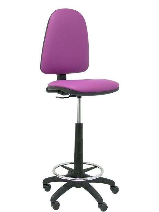 Modelo Ayna Taburete - Taburete ergonómico con mecanismo de contacto permanente, regulable en altura y aro reposapiés - Asiento y respaldo tapizados en tejido símilpiel color morado